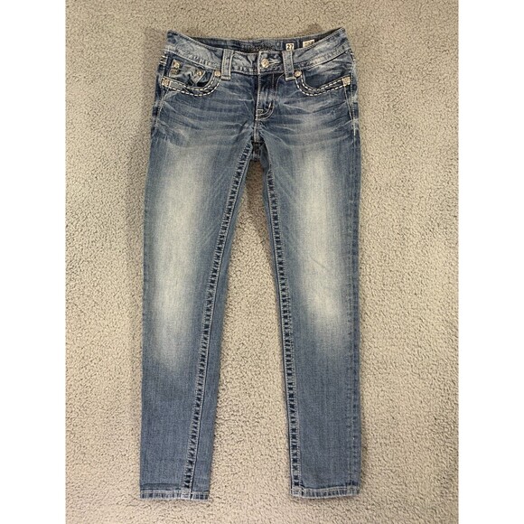 Miss Me Skinny Jeans 27 JE5757SR VTG 36D 31 Inseam Embellished Sequin - Picture 1 of 15